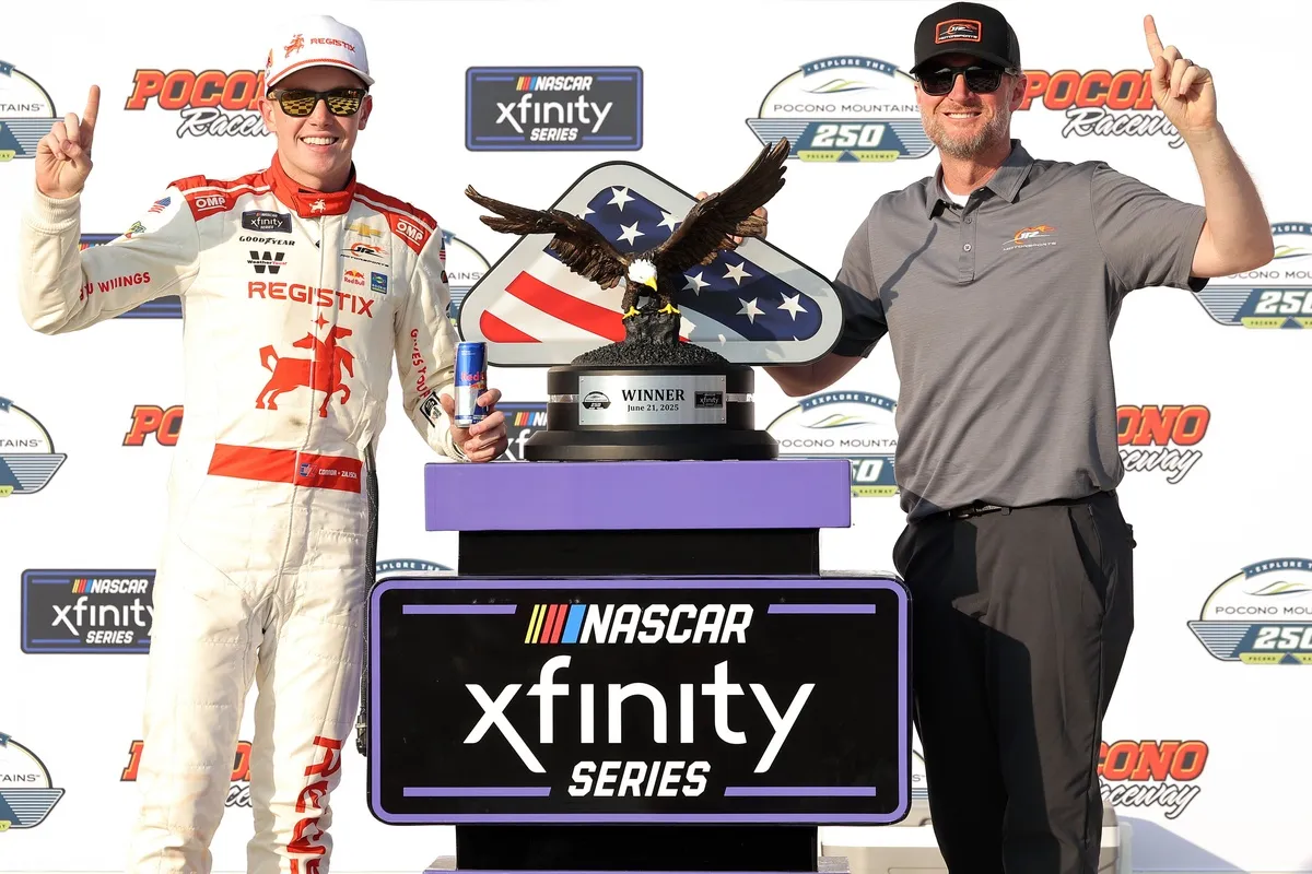Connor Zilisch dan kepala kru Dale Earnhardt Jr. menangi balapan Pocono NASCAR Xfinity
